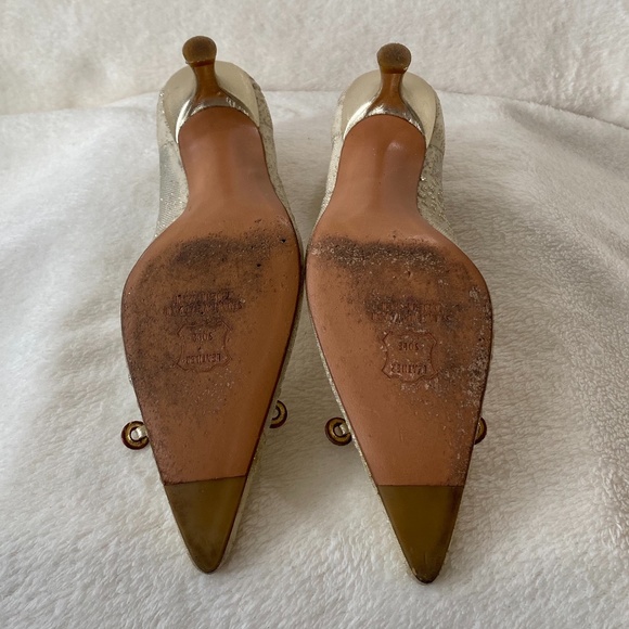 Stuart Weitzman mesh leather gold glitter - Picture 5 of 5